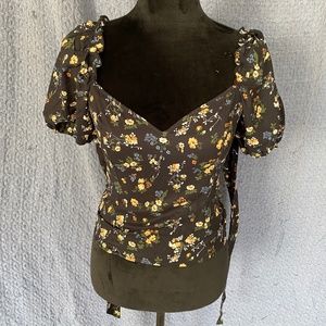 Tie Back Ditsy Floral Top